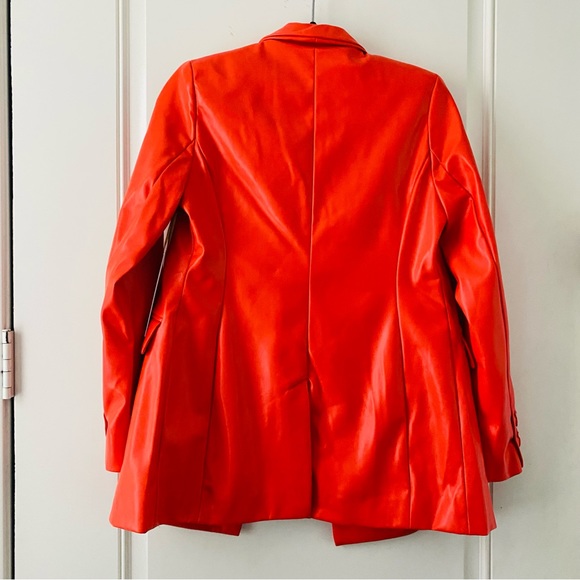 House of Harlow orange faux leather blazer jacket oversized NWT XS and small - Picture 2 of 10